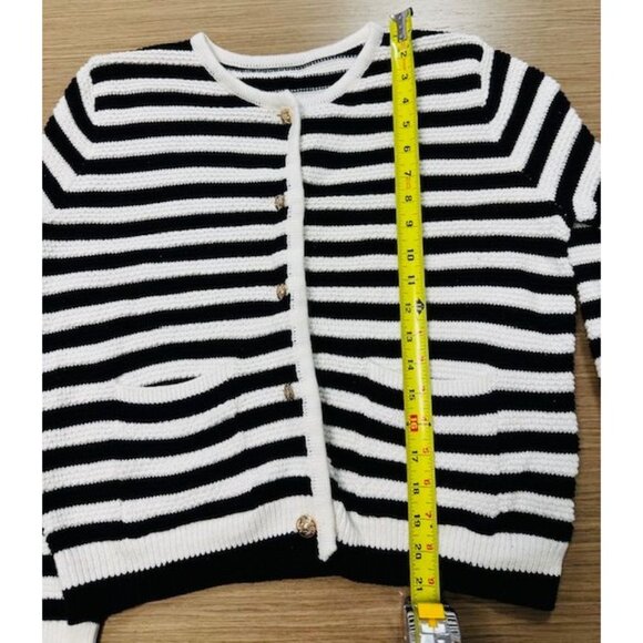 Lillusory Striped Soft Knit Cardigan Sweater Blazer w/Gold Buttons & Pockets Sm - Picture 7 of 8